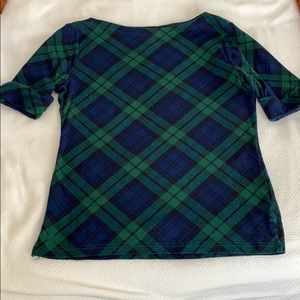 LAUREN printed Green and Blue plaid tee